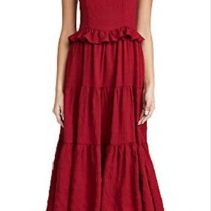 En Saison Red Ruffle Long Midi Dress - Size L